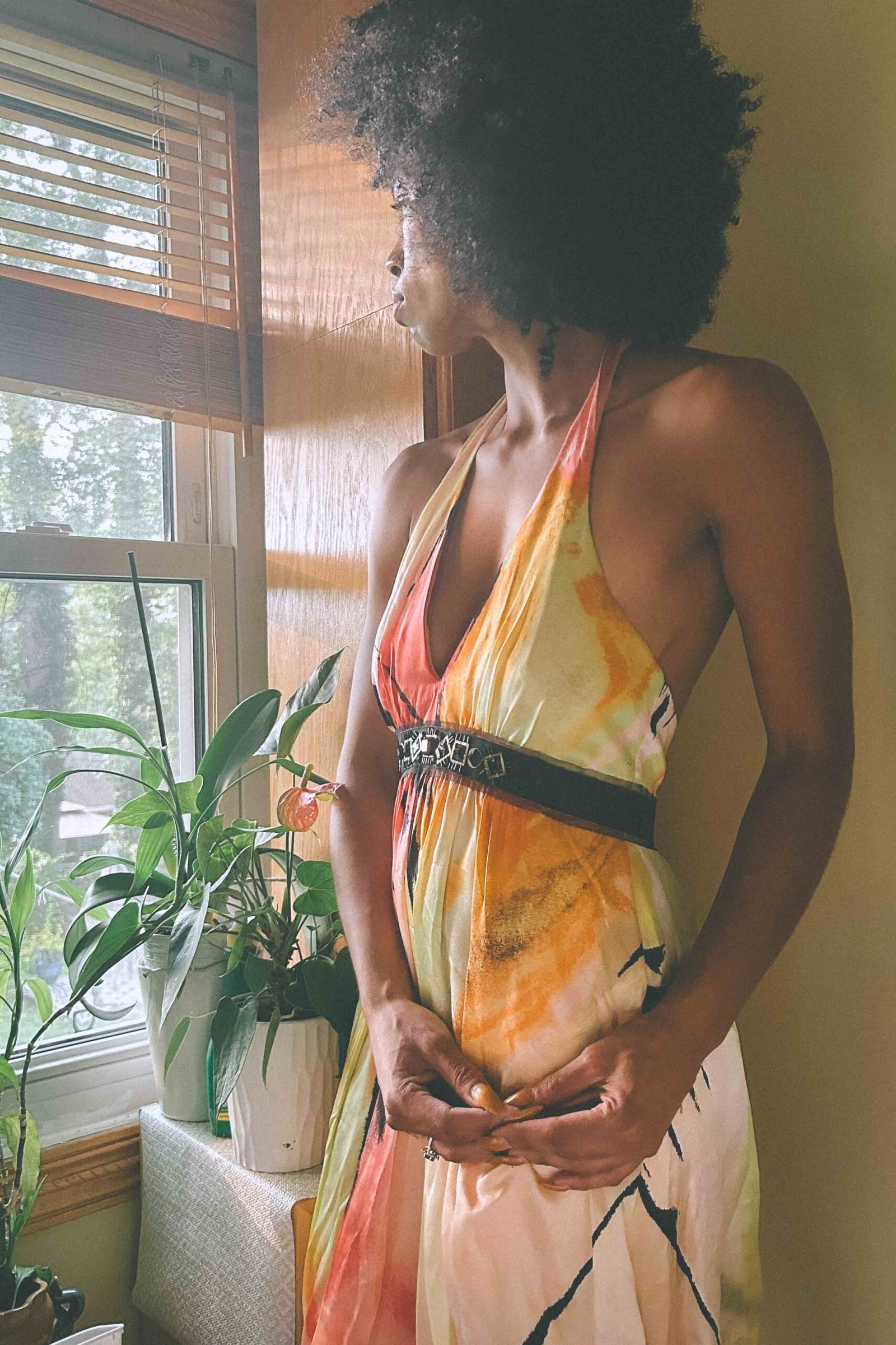 Looking out the window— quiet moment after my New York art show debut.