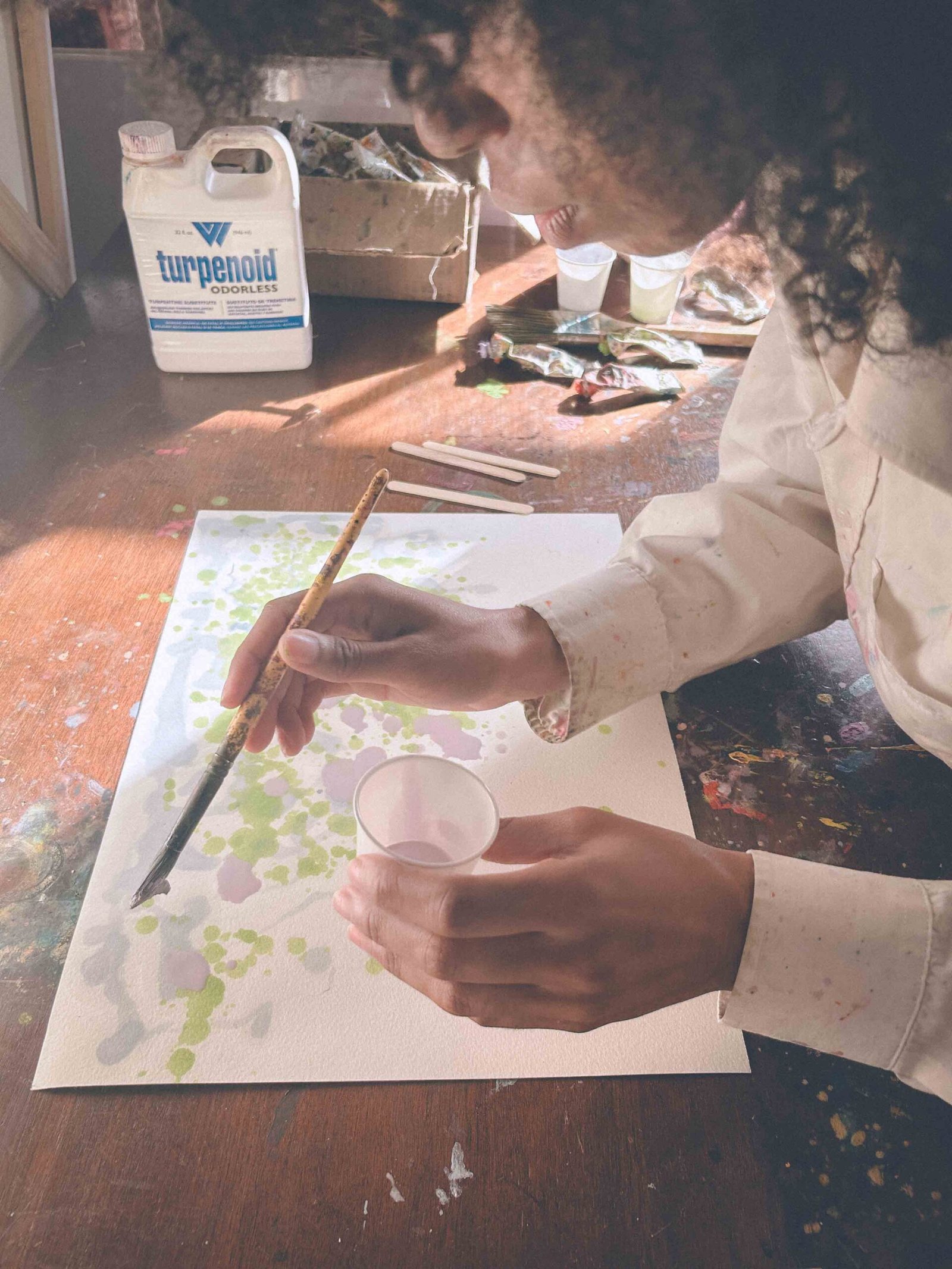 Artist painting in studio — contemporary abstract expressionist based in Hudson Valley, NY